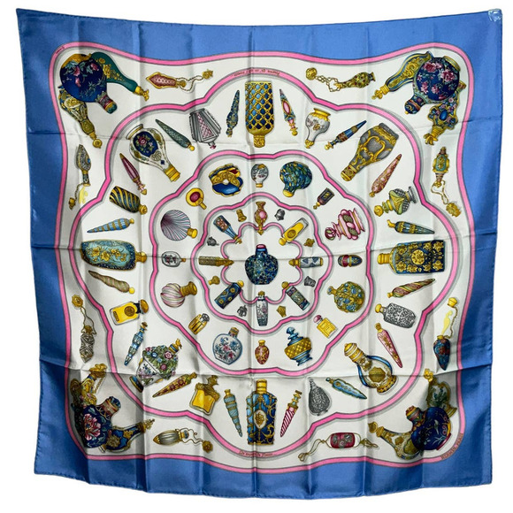 Hermes  “Qu' Importe Le Flacon” 100% Silk Scarf 90cm Square NWT/BOX - Picture 2 of 16